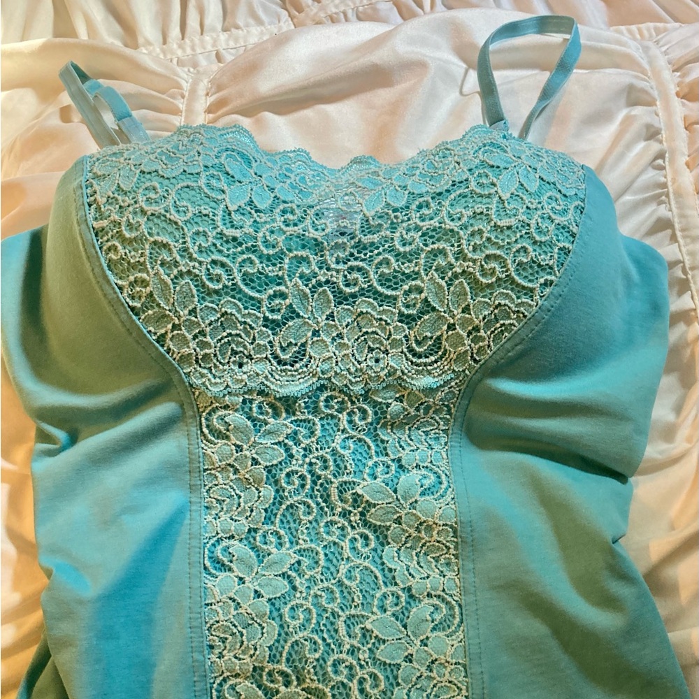 Turquoise Lace Camisole Top - Picture 3 of 5